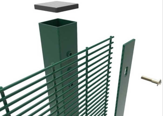 Square Post Flat Bar Ral6005 Green Color Anti Climb Fencing