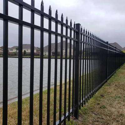 Powder Coated Top Spear Metal Tubular Black Fence Panels For Home Garden